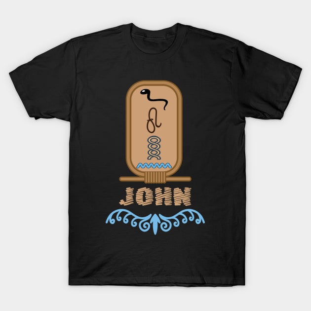 JOHN-American names in hieroglyphic letters-JOHN, name in a Pharaonic Khartouch-Hieroglyphic pharaonic names T-Shirt by egygraphics